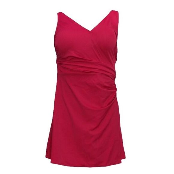 Denim & Co. Beach V-Neck Wrap Front Swim Dress - Picture 4 of 6